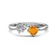 1 - Lysha 1.40 ctw White Sapphire Pear Shape (7x5 mm) & Citrine Cushion Shape (5.00 mm) Toi Et Moi Engagement Ring 