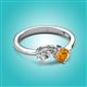 2 - Lysha 1.40 ctw White Sapphire Pear Shape (7x5 mm) & Citrine Cushion Shape (5.00 mm) Toi Et Moi Engagement Ring 