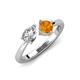 3 - Lysha 1.40 ctw White Sapphire Pear Shape (7x5 mm) & Citrine Cushion Shape (5.00 mm) Toi Et Moi Engagement Ring 