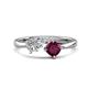 1 - Lysha 1.52 ctw White Sapphire Pear Shape (7x5 mm) & Rhodolite Garnet Cushion Shape (5.00 mm) Toi Et Moi Engagement Ring 