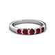 3 - Roena 0.80 ctw Ruby Round (3.80 mm) & (3.30 mm) 5 Stone Wedding Band 