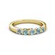 3 - Roena 0.66 ctw Aquamarine Round (3.80 mm) & (3.30 mm) 5 Stone Wedding Band 