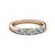 3 - Roena 0.66 ctw Aquamarine Round (3.80 mm) & (3.30 mm) 5 Stone Wedding Band 