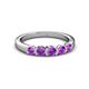 3 - Roena 0.66 ctw Amethyst Round (3.80 mm) & (3.30 mm) 5 Stone Wedding Band 