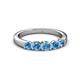 3 - Roena 0.74 ctw Blue Topaz Round (3.80 mm) & (3.30 mm) 5 Stone Wedding Band 