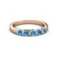 3 - Roena 0.74 ctw Blue Topaz Round (3.80 mm) & (3.30 mm) 5 Stone Wedding Band 