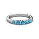 3 - Roena 0.75 ctw London Blue Topaz Round (3.80 mm) & (3.30 mm) 5 Stone Wedding Band 