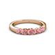 3 - Roena 0.66 ctw Pink Tourmaline Round (3.80 mm) & (3.30 mm) 5 Stone Wedding Band 
