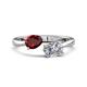 1 - Afra 1.70 ctw Red Garnet Pear Shape (7x5 mm) & IGI Certified Lab Grown Diamond Oval Shape (7x5 mm) Toi Et Moi Engagement Ring 