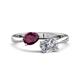 1 - Afra 1.70 ctw Rhodolite Garnet Pear Shape (7x5 mm) & IGI Certified Lab Grown Diamond Oval Shape (7x5 mm) Toi Et Moi Engagement Ring 