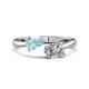 1 - Afra 1.40 ctw Aquamarine Pear Shape (7x5 mm) & IGI Certified Lab Grown Diamond Oval Shape (7x5 mm) Toi Et Moi Engagement Ring 