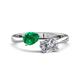 1 - Afra 1.60 ctw Emerald Pear Shape (7x5 mm) & IGI Certified Lab Grown Diamond Oval Shape (7x5 mm) Toi Et Moi Engagement Ring 