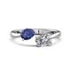 1 - Afra 1.40 ctw Iolite Pear Shape (7x5 mm) & IGI Certified Lab Grown Diamond Oval Shape (7x5 mm) Toi Et Moi Engagement Ring 