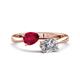 1 - Afra 1.75 ctw Ruby Pear Shape (7x5 mm) & IGI Certified Lab Grown Diamond Oval Shape (7x5 mm) Toi Et Moi Engagement Ring 