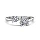 1 - Afra 1.70 ctw White Sapphire Pear Shape (7x5 mm) & IGI Certified Lab Grown Diamond Oval Shape (7x5 mm) Toi Et Moi Engagement Ring 