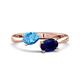 1 - Afra 1.75 ctw Blue Topaz Pear Shape (7x5 mm) & Blue Sapphire Oval Shape (7x5 mm) Toi Et Moi Engagement Ring 