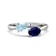 1 - Afra 1.50 ctw Aquamarine Pear Shape (7x5 mm) & Blue Sapphire Oval Shape (7x5 mm) Toi Et Moi Engagement Ring 