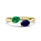 1 - Afra 1.70 ctw Emerald Pear Shape (7x5 mm) & Blue Sapphire Oval Shape (7x5 mm) Toi Et Moi Engagement Ring 