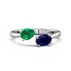 1 - Afra 1.70 ctw Emerald Pear Shape (7x5 mm) & Blue Sapphire Oval Shape (7x5 mm) Toi Et Moi Engagement Ring 
