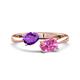 1 - Afra 1.65 ctw Amethyst Pear Shape (7x5 mm) & Pink Sapphire Oval Shape (7x5 mm) Toi Et Moi Engagement Ring 