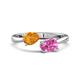 1 - Afra 1.65 ctw Citrine Pear Shape (7x5 mm) & Pink Sapphire Oval Shape (7x5 mm) Toi Et Moi Engagement Ring 