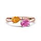 1 - Afra 1.65 ctw Citrine Pear Shape (7x5 mm) & Pink Sapphire Oval Shape (7x5 mm) Toi Et Moi Engagement Ring 