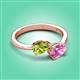 3 - Afra 1.80 ctw Peridot Pear Shape (7x5 mm) & Pink Sapphire Oval Shape (7x5 mm) Toi Et Moi Engagement Ring 