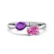 1 - Afra 1.65 ctw Amethyst Pear Shape (7x5 mm) & Pink Sapphire Oval Shape (7x5 mm) Toi Et Moi Engagement Ring 