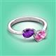 3 - Afra 1.65 ctw Amethyst Pear Shape (7x5 mm) & Pink Sapphire Oval Shape (7x5 mm) Toi Et Moi Engagement Ring 
