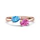 1 - Afra 1.85 ctw Blue Topaz Pear Shape (7x5 mm) & Pink Sapphire Oval Shape (7x5 mm) Toi Et Moi Engagement Ring 