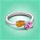 3 - Afra 1.65 ctw Citrine Pear Shape (7x5 mm) & Pink Sapphire Oval Shape (7x5 mm) Toi Et Moi Engagement Ring 