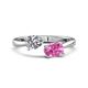 1 - Afra 1.85 ctw Moissanite Pear Shape (7x5 mm) & Pink Sapphire Oval Shape (7x5 mm) Toi Et Moi Engagement Ring 