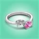 3 - Afra 1.85 ctw Moissanite Pear Shape (7x5 mm) & Pink Sapphire Oval Shape (7x5 mm) Toi Et Moi Engagement Ring 
