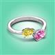 3 - Afra 1.90 ctw Yellow Sapphire Pear Shape (7x5 mm) & Pink Sapphire Oval Shape (7x5 mm) Toi Et Moi Engagement Ring 