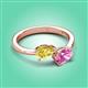 3 - Afra 1.90 ctw Yellow Sapphire Pear Shape (7x5 mm) & Pink Sapphire Oval Shape (7x5 mm) Toi Et Moi Engagement Ring 