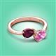 3 - Afra 1.90 ctw Rhodolite Garnet Pear Shape (7x5 mm) & Pink Sapphire Oval Shape (7x5 mm) Toi Et Moi Engagement Ring 