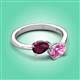 3 - Afra 1.90 ctw Rhodolite Garnet Pear Shape (7x5 mm) & Pink Sapphire Oval Shape (7x5 mm) Toi Et Moi Engagement Ring 