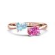 1 - Afra 1.60 ctw Aquamarine Pear Shape (7x5 mm) & Pink Sapphire Oval Shape (7x5 mm) Toi Et Moi Engagement Ring 