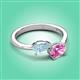 3 - Afra 1.60 ctw Aquamarine Pear Shape (7x5 mm) & Pink Sapphire Oval Shape (7x5 mm) Toi Et Moi Engagement Ring 