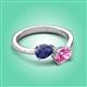 3 - Afra 1.60 ctw Iolite Pear Shape (7x5 mm) & Pink Sapphire Oval Shape (7x5 mm) Toi Et Moi Engagement Ring 