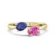 1 - Afra 1.60 ctw Iolite Pear Shape (7x5 mm) & Pink Sapphire Oval Shape (7x5 mm) Toi Et Moi Engagement Ring 