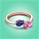 3 - Afra 1.60 ctw Iolite Pear Shape (7x5 mm) & Pink Sapphire Oval Shape (7x5 mm) Toi Et Moi Engagement Ring 