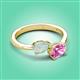 3 - Afra 1.35 ctw Opal Pear Shape (7x5 mm) & Pink Sapphire Oval Shape (7x5 mm) Toi Et Moi Engagement Ring 