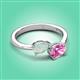 3 - Afra 1.35 ctw Opal Pear Shape (7x5 mm) & Pink Sapphire Oval Shape (7x5 mm) Toi Et Moi Engagement Ring 