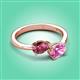 3 - Afra 1.70 ctw Pink Tourmaline Pear Shape (7x5 mm) & Pink Sapphire Oval Shape (7x5 mm) Toi Et Moi Engagement Ring 