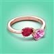 3 - Afra 1.95 ctw Ruby Pear Shape (7x5 mm) & Pink Sapphire Oval Shape (7x5 mm) Toi Et Moi Engagement Ring 