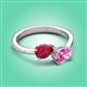 3 - Afra 1.95 ctw Ruby Pear Shape (7x5 mm) & Pink Sapphire Oval Shape (7x5 mm) Toi Et Moi Engagement Ring 