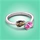3 - Afra 1.65 ctw Smoky Quartz Pear Shape (7x5 mm) & Pink Sapphire Oval Shape (7x5 mm) Toi Et Moi Engagement Ring 