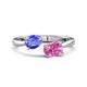 1 - Afra 1.75 ctw Tanzanite Pear Shape (7x5 mm) & Pink Sapphire Oval Shape (7x5 mm) Toi Et Moi Engagement Ring 