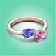 3 - Afra 1.75 ctw Tanzanite Pear Shape (7x5 mm) & Pink Sapphire Oval Shape (7x5 mm) Toi Et Moi Engagement Ring 